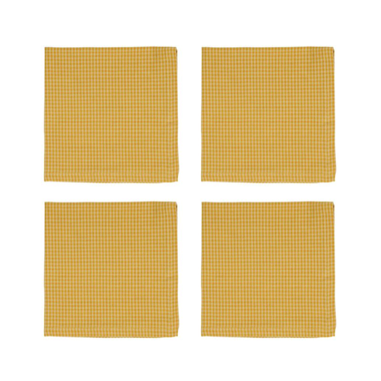 4 Serviettes Campagne jaune 40x40 - Comptoir de Famille