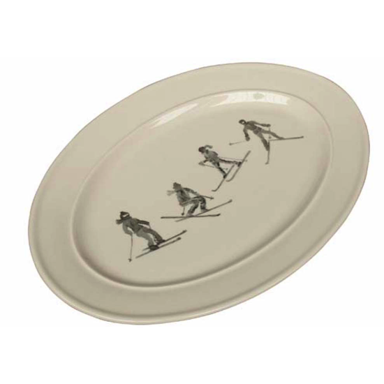 Plat de service ovale Skieurs Lapique - Chehoma 