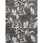 Plaid en laine gris foncé - Cerf &amp; Montagne - 145x200