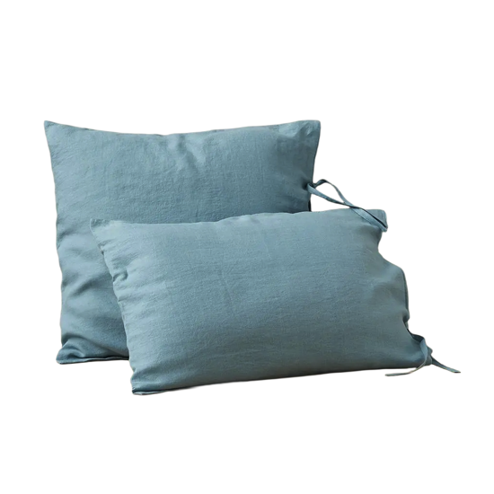 Taie d'oreiller Lin Stone Washed bleu Cap - Sylvie Thiriez