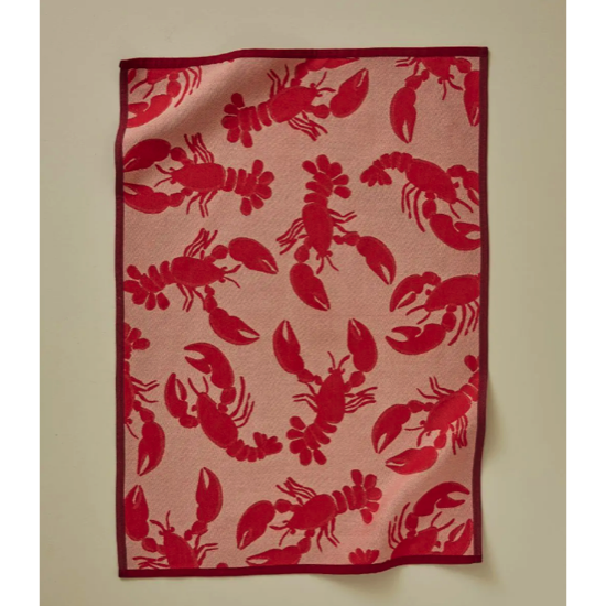 Torchon jacquard - Bonne pêche rouge - 50x70 - Sylvie Thiriez