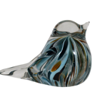 Presse-papier Moineau Serin Dor� &amp; Bleu - C�t� Table