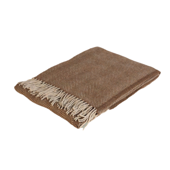 Plaid Gros Chevrons Frangé Portobello 130x175