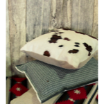 Coussin 40x40 peau de vache et lin Abondance - Angel des Montagnes