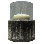 Bougeoir Abies 11 en feutre de laine naturelle Taupe - Catia Luca