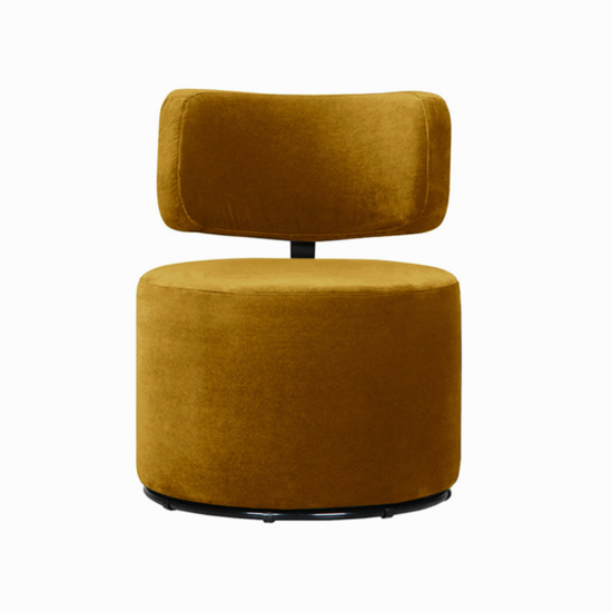 Fauteuil Mokka Espresso pivotant Luna Caramel pieds métal noir