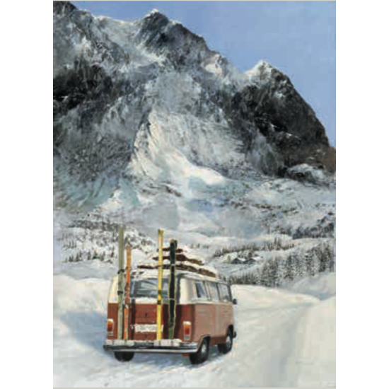 Montagnes en Volkswagen 60x80 cadre chêne