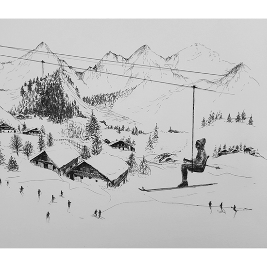 Paysage Montagne IV 40x30 - cadre noir