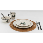 6 Assiettes à dessert Cerf et Sapins Ø19