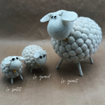 Mouton boule géant blanc 20 cm en feutrine