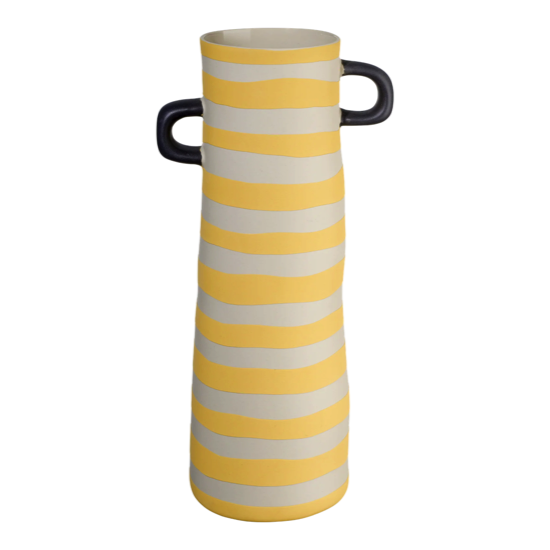 Vase Rayu H21,5Ø13,5 - Jaune rayé - Asa Sélection