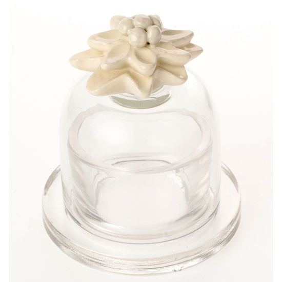 Beurrier edelweiss en verre - D 9.5cm x 12 Cm