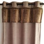 Pan de rideau - Scandinave Burkley Taupe et bandeau fourrure Gallus 