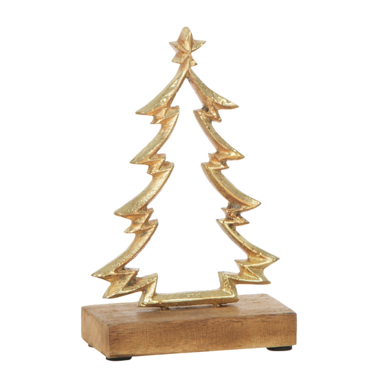 Sapin sur base en bois Aluminium/Or - S