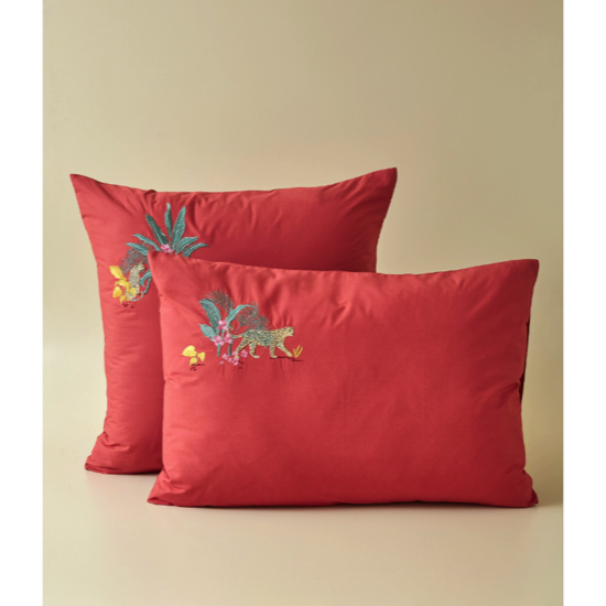 Taie d'oreiller brodée Bornéo - Sylvie Thiriez 