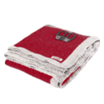 Plaid en laine rouge - Téléphérique gris/Montagnes blanches 145x200