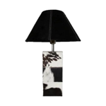Pied de lampe carré 45 cm peau de vache noire