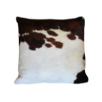 Coussin 40x40 peau de vache et lin Abondance - Angel des Montagnes