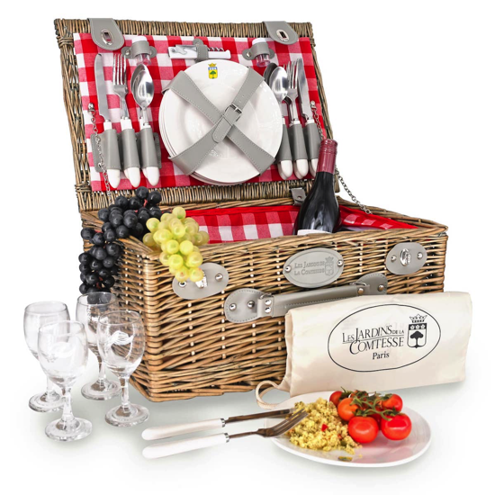 Panier pique-nique osier 4P - Marly rouge
