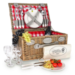 Panier pique-nique osier 4P - Marly rouge