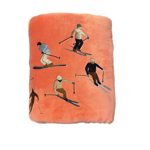 Plaid polaire brodé Après ski rose thé - Sylvie Thiriez