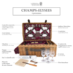 Malle pique-nique osier et cuir 4P - Champs Elysées Bordeaux