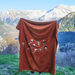Plaid polaire brodé Après ski caramel - Sylvie Thiriez