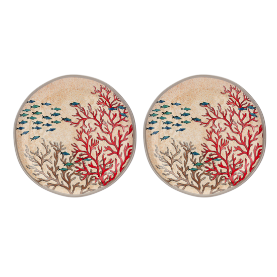 Set de 2 assiettes plates Ø27 en mélamine - Sea life