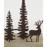 Lampe en bois et métal - 1 cerf / 2 sapins