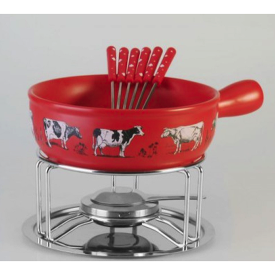 Service à fondue vaches 6P - Ø22cm 