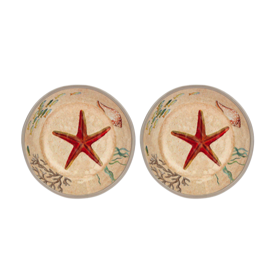 Set de 2 assiettes creuses Ø19,5 en mélamine - Sea Life