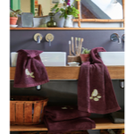 Éponge brodée Entre les branches Serviette invité 30x50 - Sylvie Thiriez