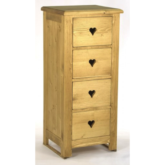 Chiffonnier quatre tiroirs huilé coeur 
