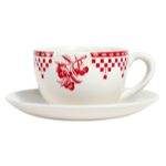 Ensemble tasse  th et soucoupe Damier Rouge - Comptoir de Famille