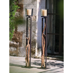 Photophore Ludowik bois naturel et verre - H140