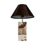 Pied de lampe carré 45 cm peau de vache marron