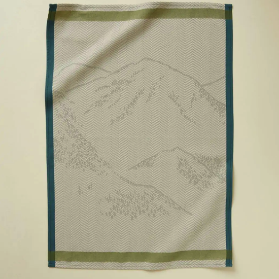 Torchon jacquard Grandeur Nature kaki - Sylvie Thiriez