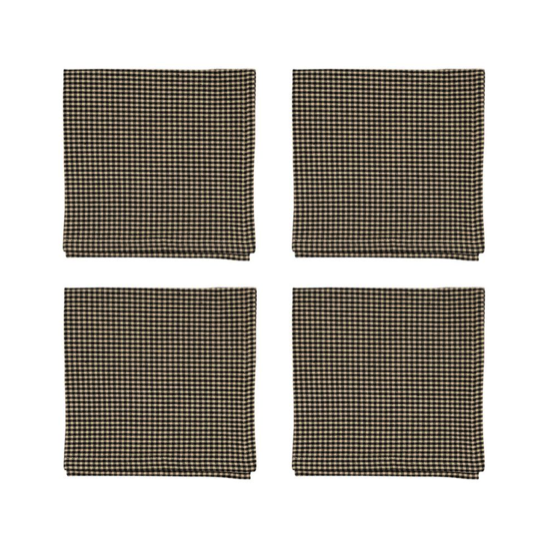 4 Serviettes Campagne noir 40x40 - Comptoir de Famille
