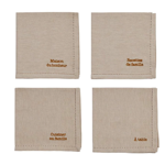 4 Serviettes Famille cru Brodes - Comptoir de Famille