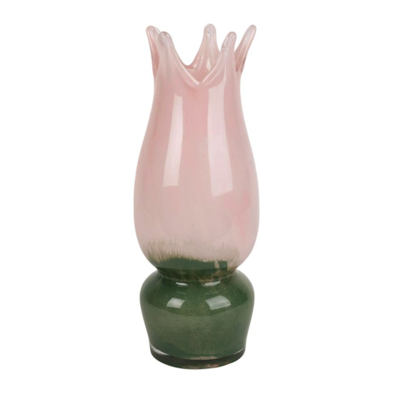 Vase Tulipa Rose et vert Ø12/H32 - Côté Table