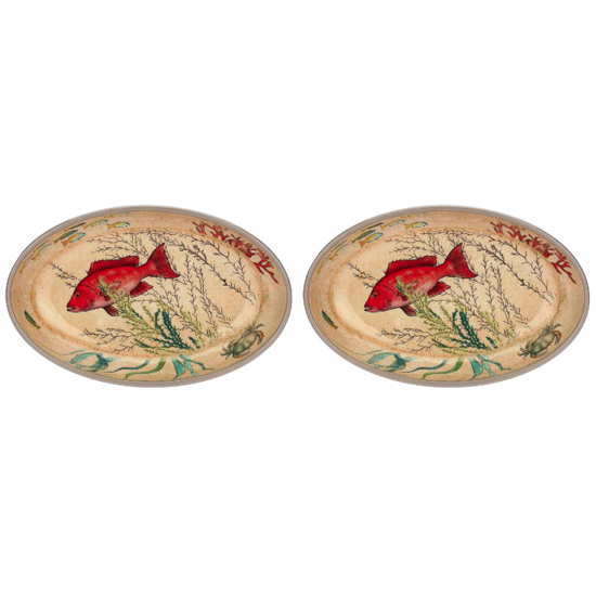 Set de 2 plats ovale 24x15 en mélamine - Sea Life