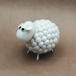 Grand mouton boule blanc 12 cm en feutrine