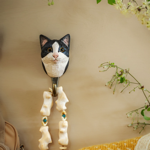 Crochet sculpté à la main Chat Noir &amp; blanc