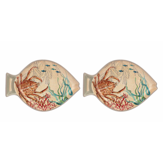Set de 2 Plats poisson 33x23 en mélamine - Sea Life