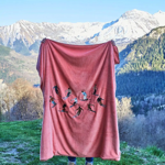 Plaid polaire brodé Après ski rose thé - Sylvie Thiriez