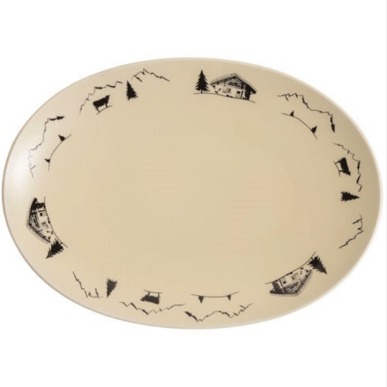 Plat ovale en porcelaine Montagne 24x17