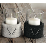 Bougeoir Nevada Ø11 en feutre de laine naturelle Beige - Catia Luca