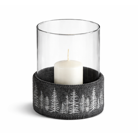 Bougeoir Abies Ø16 en feutre de laine naturelle Taupe - Catia Luca