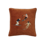 Housse de coussin polaire brodée Apres-ski caramel - 45x45 - Sylvie Thiriez