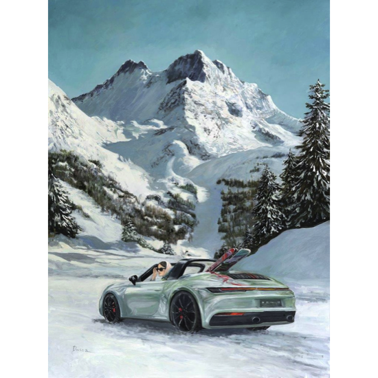 Porsche Targa 60x80 cadre chêne